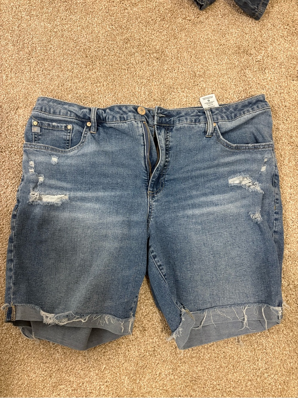 Seven7 1964 Women’s Denim Shorts Size 16 Distressed Raw Hem Cuffed Blue